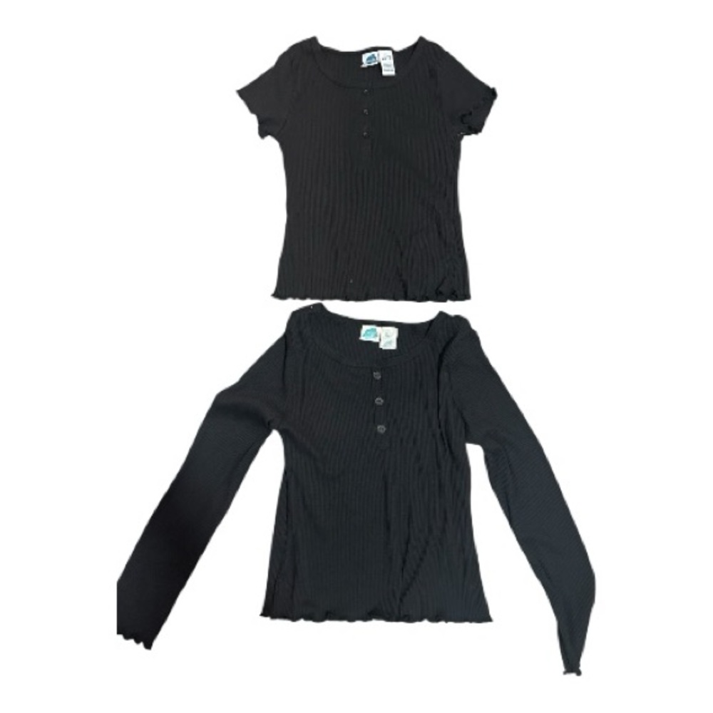 Classic Black Ribbed Girls Tee.